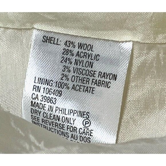 Tahari ASL Beige Cream Metallic Wool blend Tweed Textured Blazer Jacket - Picture 13 of 13